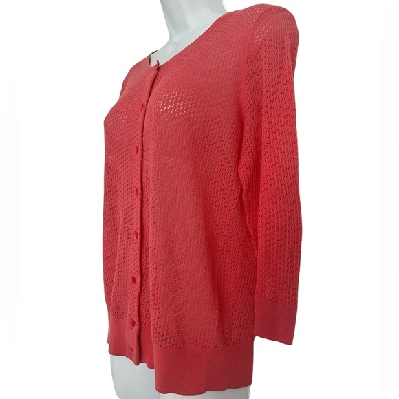 Talbots Eyelet Pima Cotton Button Down Sweater – S Petite - Picture 3 of 9